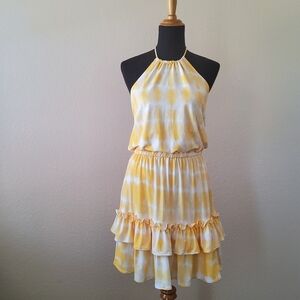 Boston Proper Halter Ruffle Summer Dress Size M Yellow New